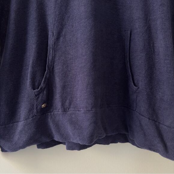 Lilly Pulitzer 100% Linen Hooded Pullover Lightweight Kangaroo pocket navy solid - Picture 4 of 10